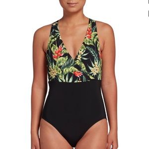 CALIA Overlap One Piece Swimsuit